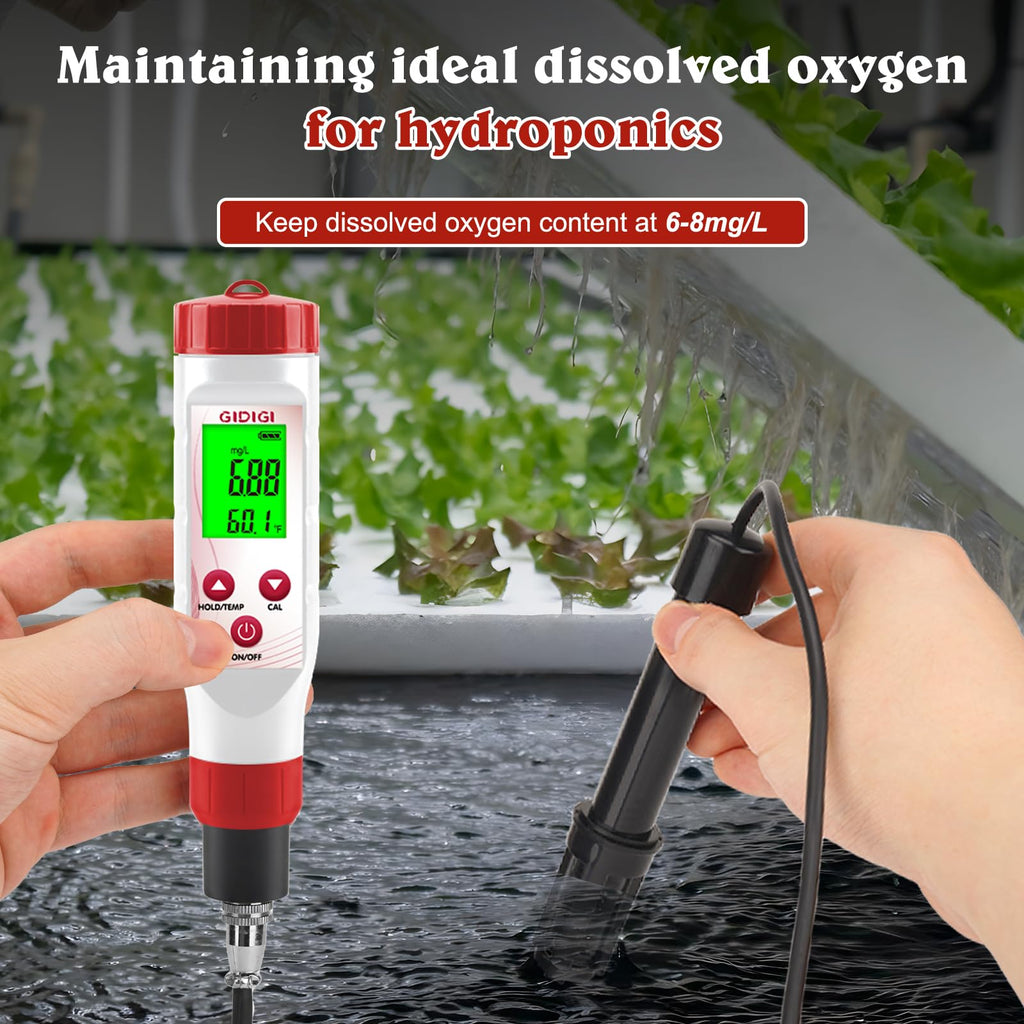 Dissolved Oxygen Meter Test Kit,Pond Oxygen Tester,DO Meter with Replaceable Membrane Cap, Zero Oxygen Water, Electrolyte,for Pond Aquarium Wastewater 0.0-40.0 mg/L