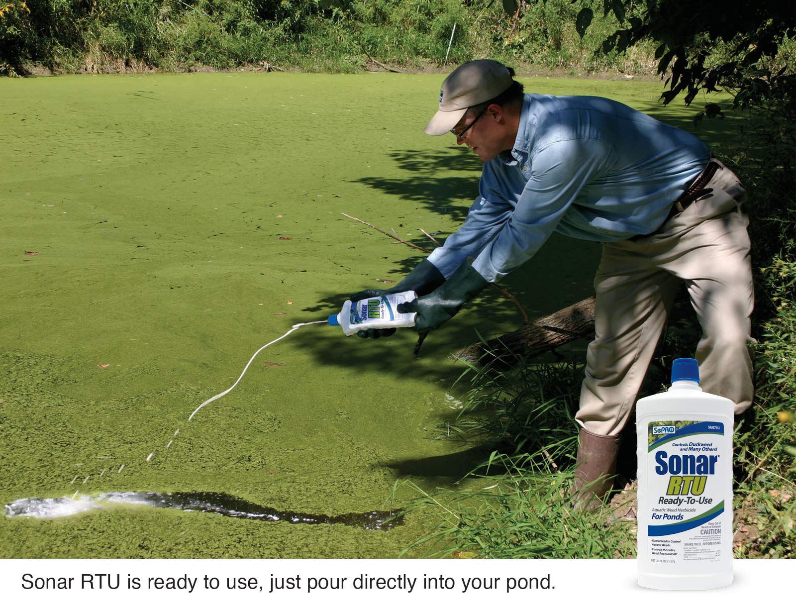 Sonar RTU (Ready-to-Use) Aquatic Herbicide 1 Quart, Systemic Weed Control for Duckweed and More - No Mixing or Equipment Needed - EPA Approved, Season-Long Treatment, Safe for Fish & Wildlife
