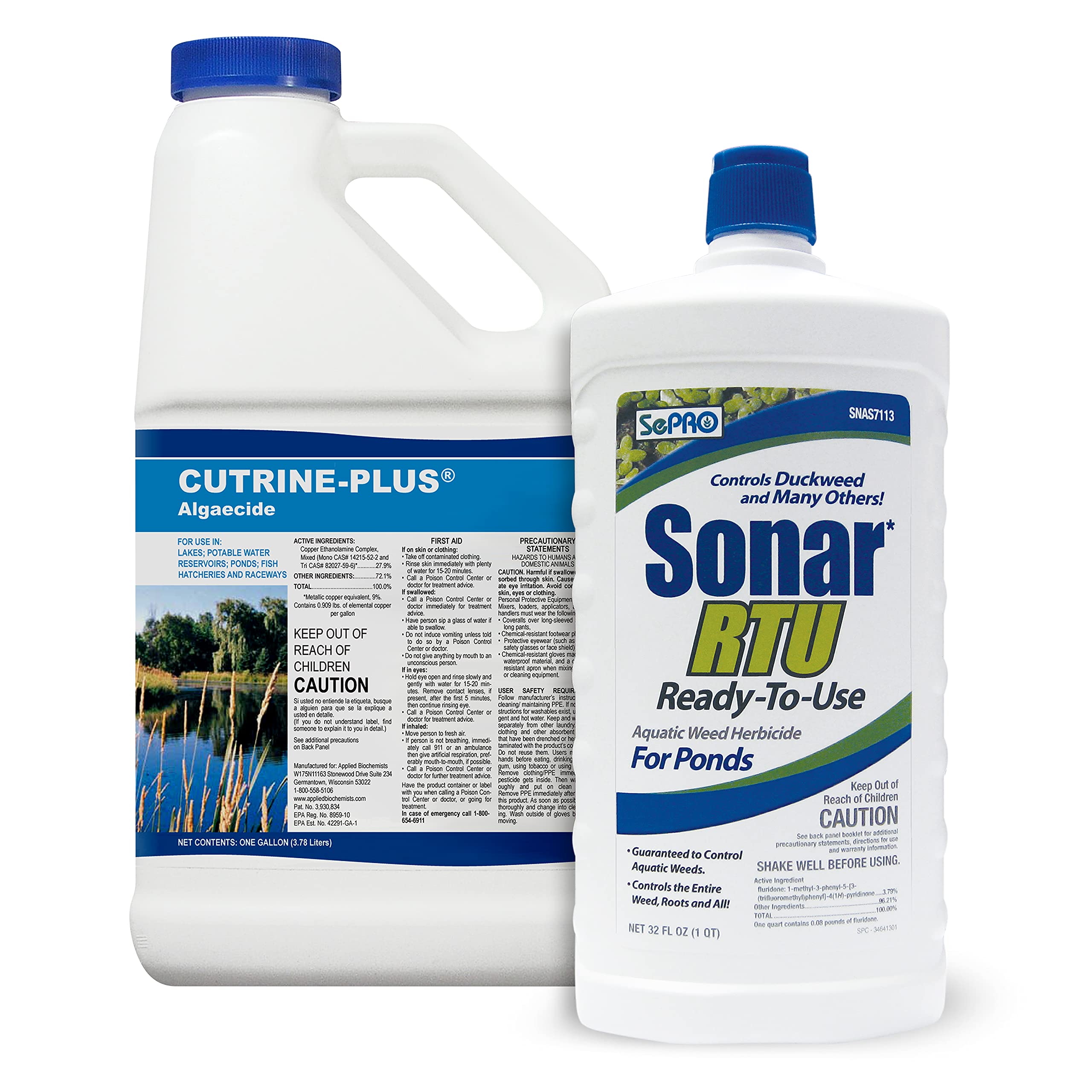 APPLIED BIOCHEMISTS All-in-One Vegetation Control Bundle - Knock Down Algae Effectively & Control Weeds Systemically (Cutrine Plus + Sonar RTU)