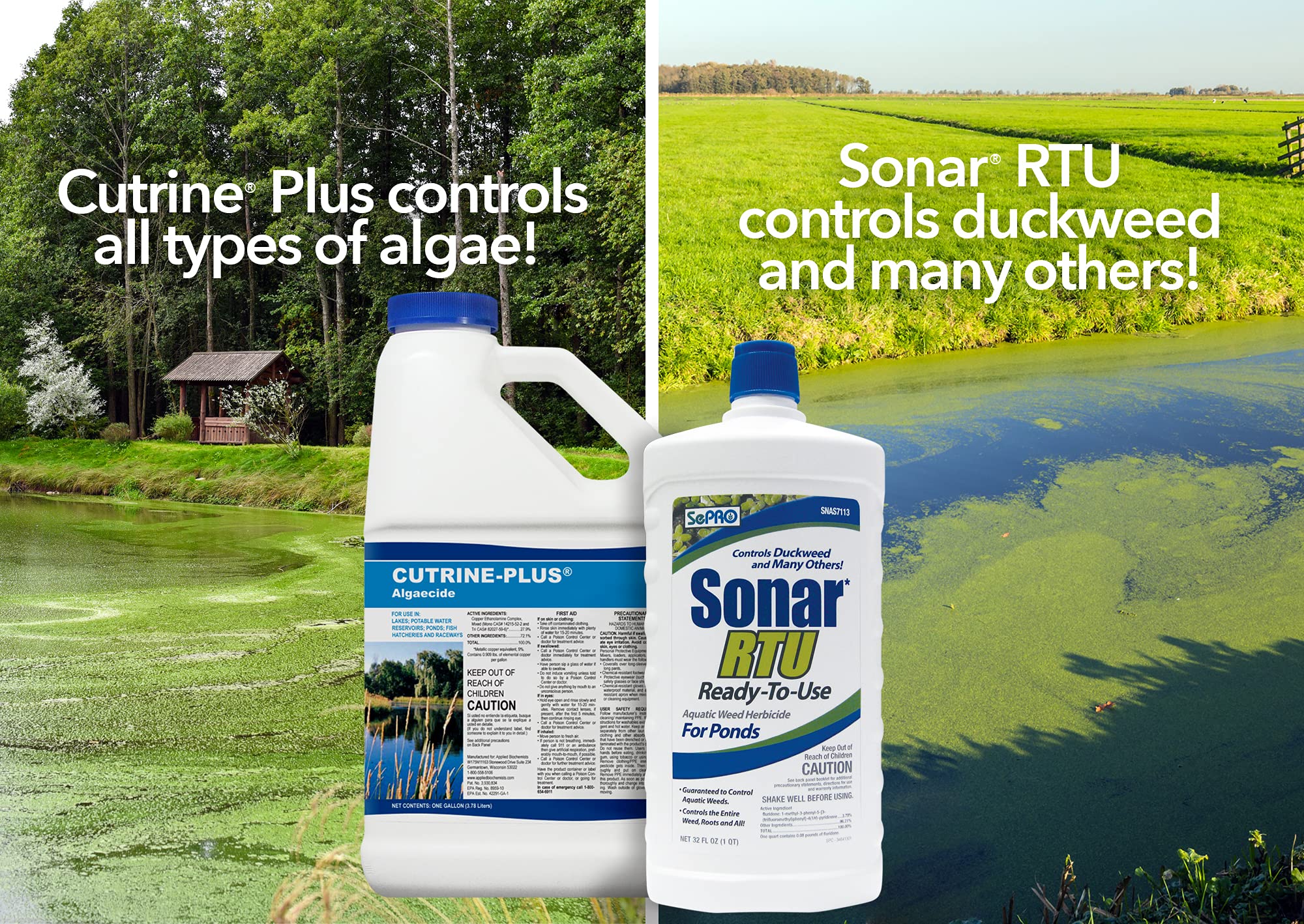 APPLIED BIOCHEMISTS All-in-One Vegetation Control Bundle - Knock Down Algae Effectively & Control Weeds Systemically (Cutrine Plus + Sonar RTU)